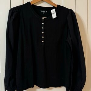LOFT Black Long Sleeve Blouse